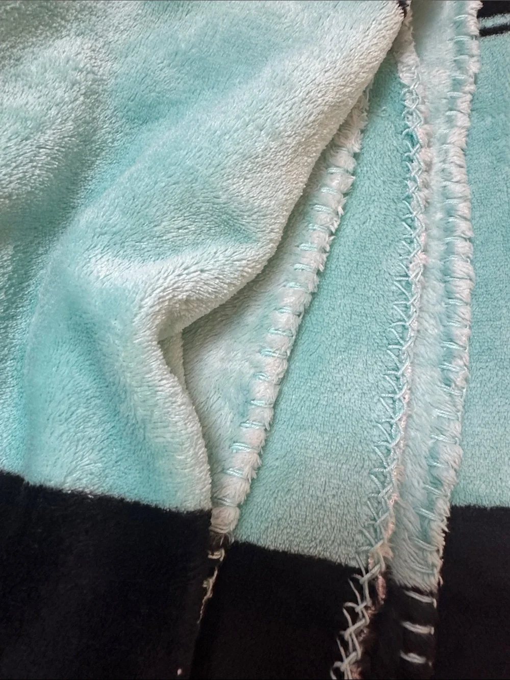 PINK Victoria's Secret Aqua and Black Striped Throw Blanket
